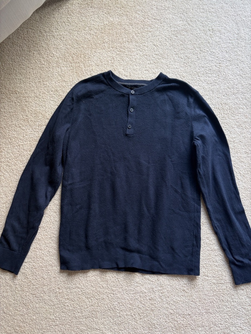 Banana Republic Men's Navy Long-Sleeve Henley Shirt